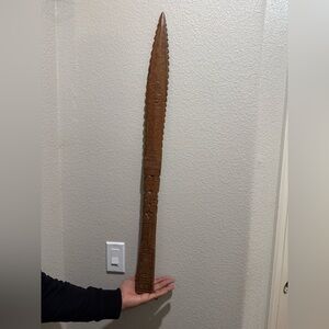 Vintage Marquesan Polynesian Carved Hardwood Ceremonial Lance Tiki Wall Art 36”